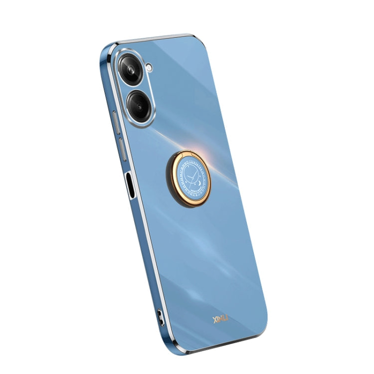 XINLI Straight Edge Electroplate TPU Phone Case with Ring – Ring Holder, TPU, For OPPO A1 Pro 5G, For Realme 10 4G, For OPPO Reno9 5G For Realme 10 4G Celestial Blue
