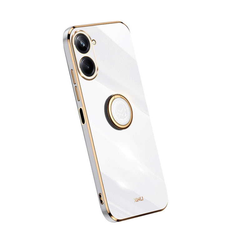 XINLI Straight Edge Electroplate TPU Phone Case with Ring – Ring Holder, TPU, For OPPO A1 Pro 5G, For Realme 10 4G, For OPPO Reno9 5G For Realme 10 4G White