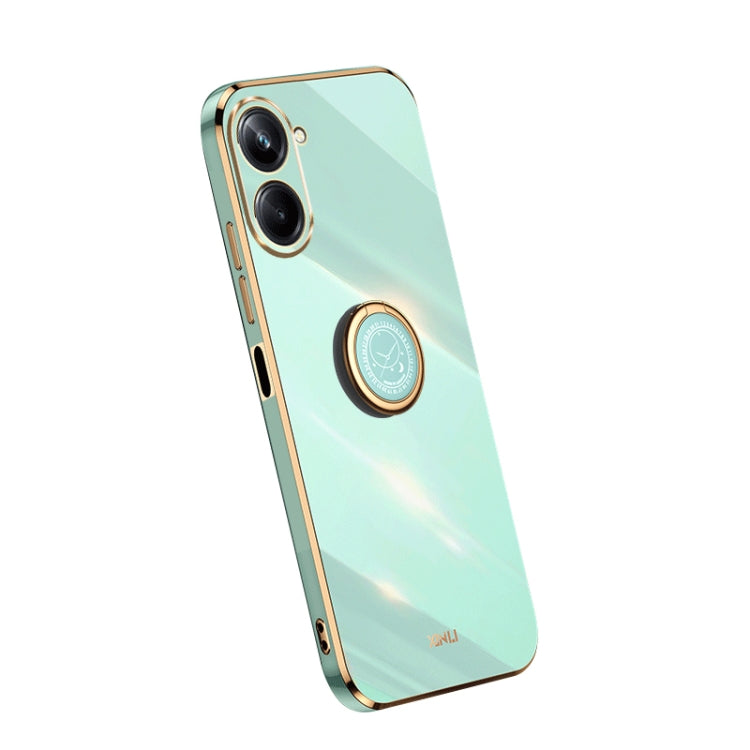 XINLI Straight Edge Electroplate TPU Phone Case with Ring – Ring Holder, TPU, For OPPO A1 Pro 5G, For Realme 10 4G, For OPPO Reno9 5G For Realme 10 4G Mint Green