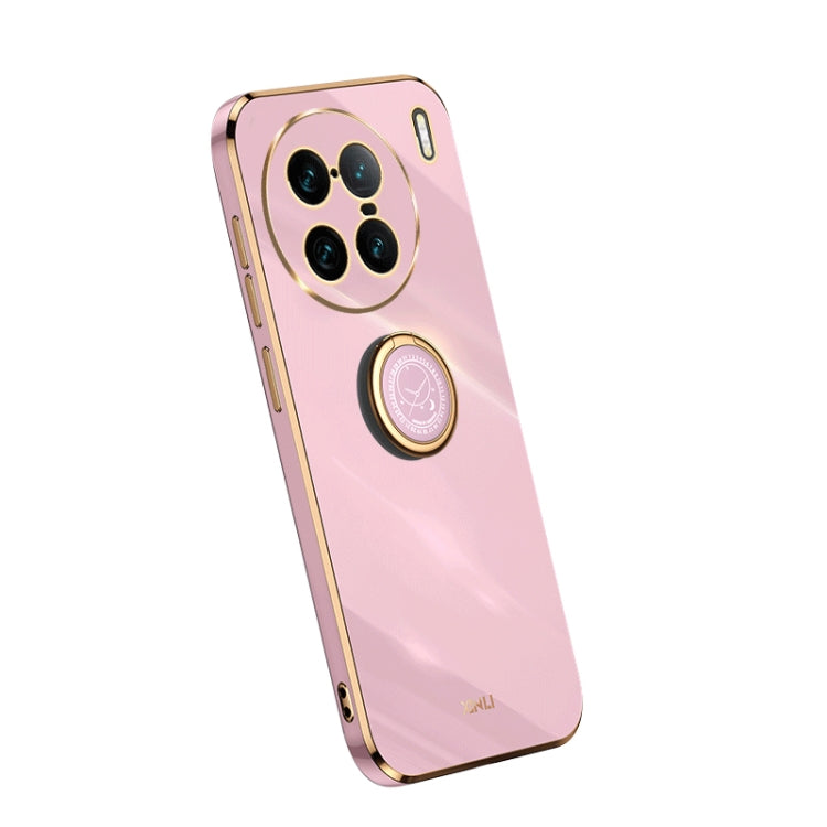 XINLI Straight Edge Electroplate TPU Phone Case with Ring, For Samsung Galaxy A54 5G, For vivo X90 Pro+, For Samsung Galaxy Note10+ For vivo X90 Pro+ Cherry Purple