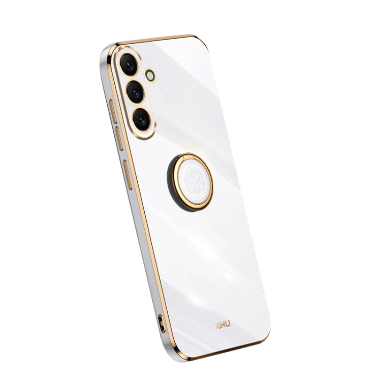 XINLI Straight Edge Electroplate TPU Phone Case with Ring, For Samsung Galaxy A54 5G, For vivo X90 Pro+, For Samsung Galaxy Note10+ For Samsung Galaxy A54 5G White