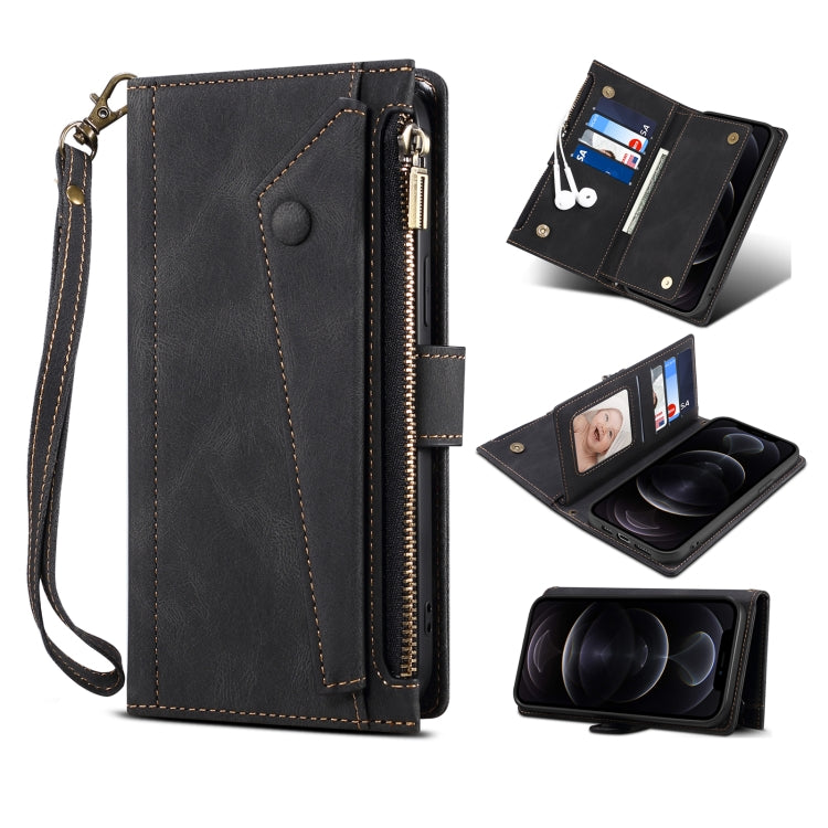 ESEBLE Retro Frosted Horizontal Flip Leather Phone Case, For Samsung Galaxy S23 Ultra 5G For Samsung Galaxy S23 Ultra 5G Black