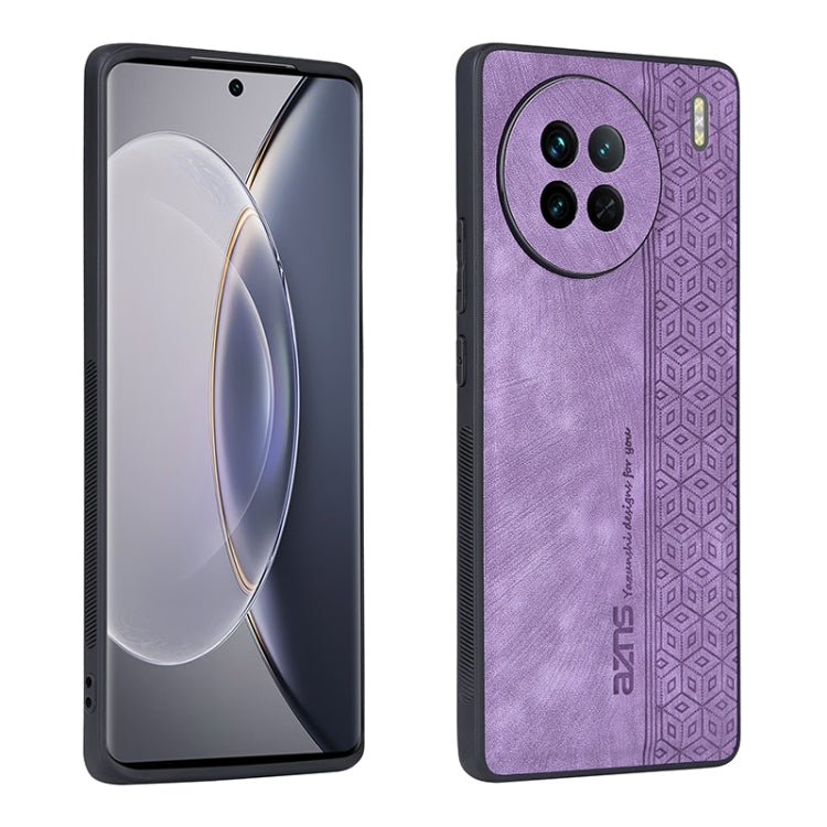 AZNS 3D Embossed Skin Feel Phone Case – Leather, TPU, For vivo X90, For vivo X90 Pro, For Samsung Galaxy A14 5G, For Samsung Galaxy S23 5G For vivo X90 Purple