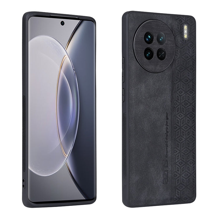 AZNS 3D Embossed Skin Feel Phone Case – Leather, TPU, For vivo X90, For vivo X90 Pro, For Samsung Galaxy A14 5G, For Samsung Galaxy S23 5G For vivo X90 Black