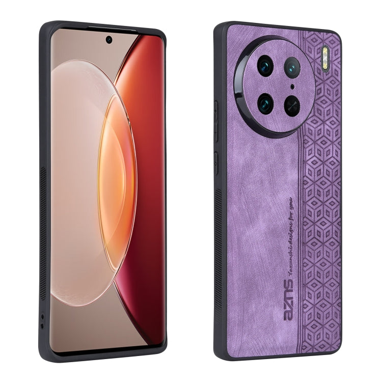 AZNS 3D Embossed Skin Feel Phone Case – Leather, TPU, For vivo X90, For vivo X90 Pro, For Samsung Galaxy A14 5G, For Samsung Galaxy S23 5G For vivo X90 Pro Purple