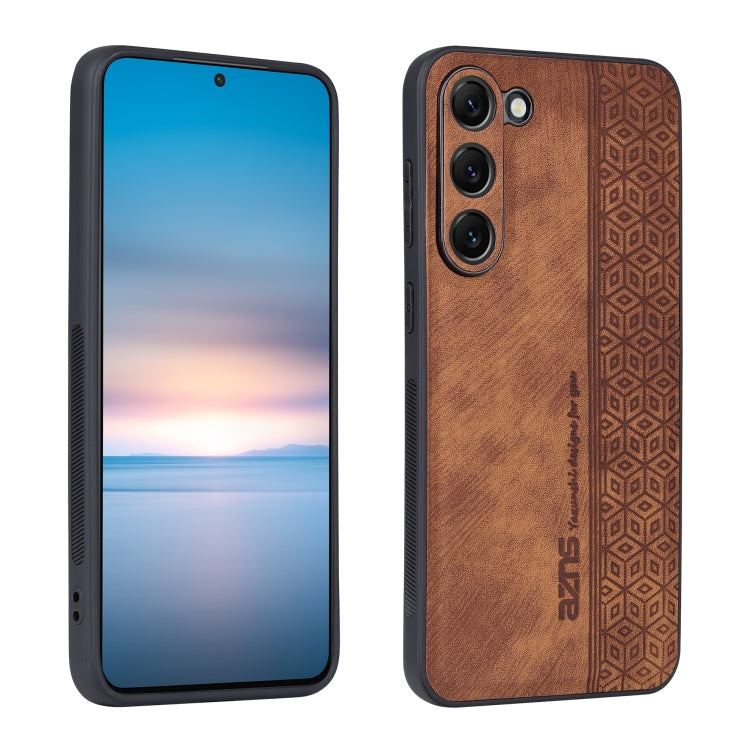 AZNS 3D Embossed Skin Feel Phone Case, For Samsung Galaxy S23+ 5G For Samsung Galaxy S23+ 5G Brown