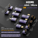 8K HDMI 2.1 to Micro HDMI Adapter, D8K-01, D8K-02, D8K-03, D8K-04, D8K-05, C8K-01, C8K-02, C8K-03, C8K-04, C8K-05, C8K-06, C8K-07 – Lanyard, Aluminum Alloy, 4K