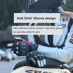 One Pair Genuine Leather Motorcycle Gloves with Carbon Fiber Hard Knuckle Touch Screen, XL, XXL