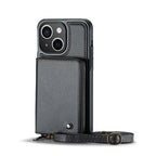 JEEHOOD C22 Series Zipper Wallet Leather Phone Case with Dual Lanyard – Wear-resistant, Lanyard, Card Slot, For iPhone 13, For iPhone 13 Pro, For iPhone 13 Pro Max, For iPhone 12