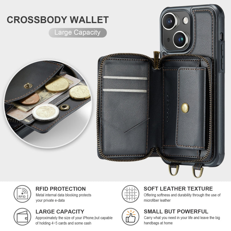 JEEHOOD C22 Series Zipper Wallet Leather Phone Case with Dual Lanyard – Wear-resistant, Lanyard, Card Slot, For iPhone 13, For iPhone 13 Pro, For iPhone 13 Pro Max, For iPhone 12