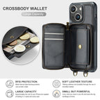 JEEHOOD C22 Series Zipper Wallet Leather Phone Case with Dual Lanyard – Wear-resistant, Lanyard, Card Slot, For iPhone 13, For iPhone 13 Pro, For iPhone 13 Pro Max, For iPhone 12
