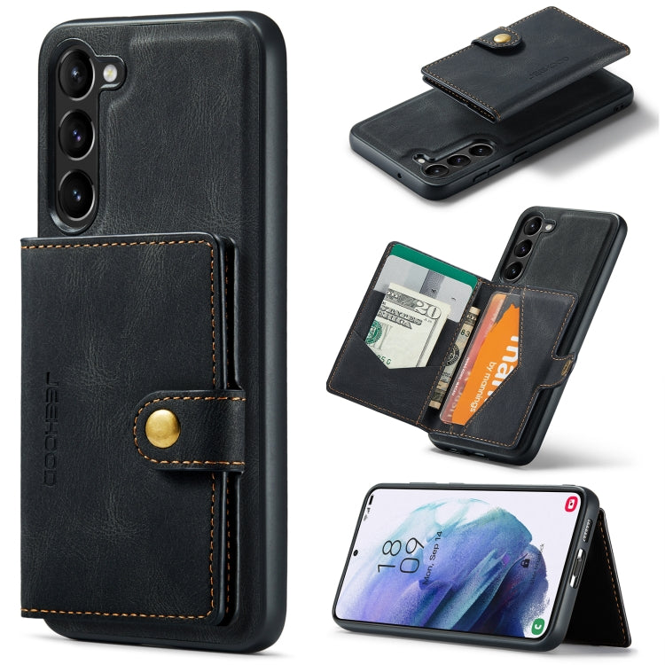 JEEHOOD Retro Magnetic Detachable Wallet Phone Case, For Samsung Galaxy S23 5G, For Samsung Galaxy S23+ 5G, For Samsung Galaxy S23 Ultra 5G For Samsung Galaxy S23 5G Black