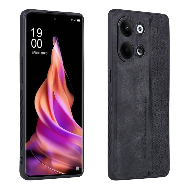 AZNS 3D Embossed Skin Feel Phone Case – Leather, TPU, For OPPO Reno9 / Reno9 Pro, For Honor 80 SE, For Xiaomi 13 Pro For OPPO Reno9 Reno9 Pro Black