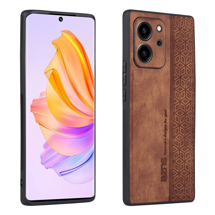 AZNS 3D Embossed Skin Feel Phone Case – Leather, TPU, For OPPO Reno9 / Reno9 Pro, For Honor 80 SE, For Xiaomi 13 Pro For Honor 80 SE Brown