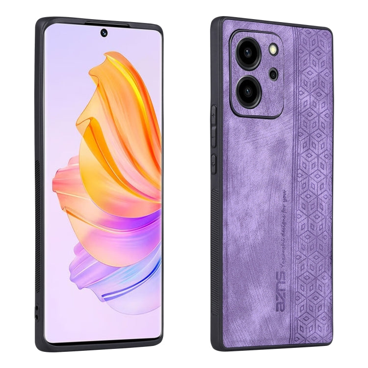 AZNS 3D Embossed Skin Feel Phone Case – Leather, TPU, For OPPO Reno9 / Reno9 Pro, For Honor 80 SE, For Xiaomi 13 Pro For Honor 80 SE Purple