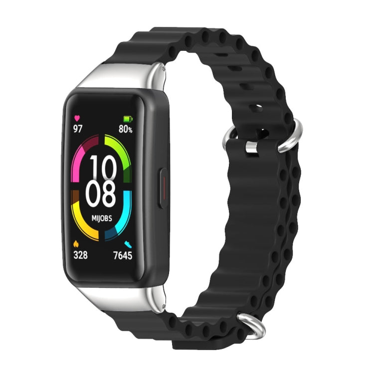 CS Watch Band – NFC, Silicone (Huawei Band 6) For Huawei Band 6 Honor Band 6 Black Silver