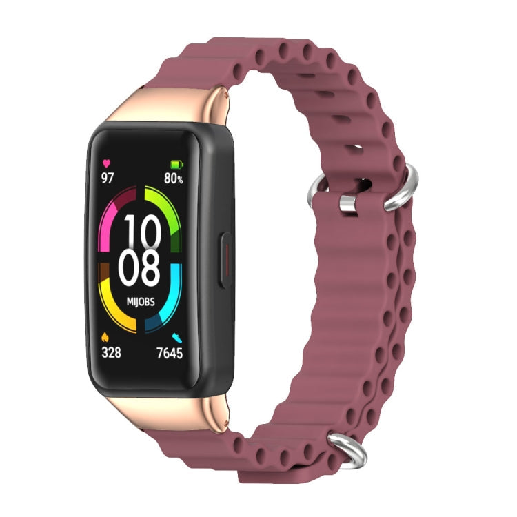 CS Watch Band – NFC, Silicone (Huawei Band 6) For Huawei Band 7 7 NFC Wine Red Rose Gold