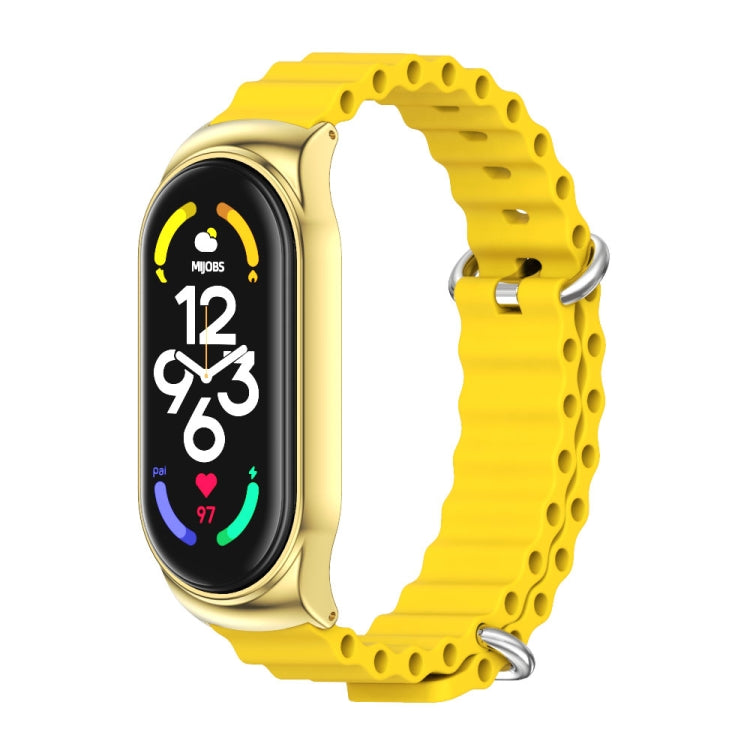 MIJOBS CS Marine Silicone Breathable Watch Band, For Xiaomi Mi Band 6 / 5, For Xiaomi Mi Band 7 / 7 NFC For Xiaomi Mi Band 7 7 NFC Yellow Gold