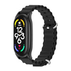 MIJOBS PLUS Marine Silicone Breathable Watch Band, For Xiaomi Mi Band 6 / 5, For Xiaomi Mi Band 7 / 7 NFC For Xiaomi Mi Band 6 5 Black