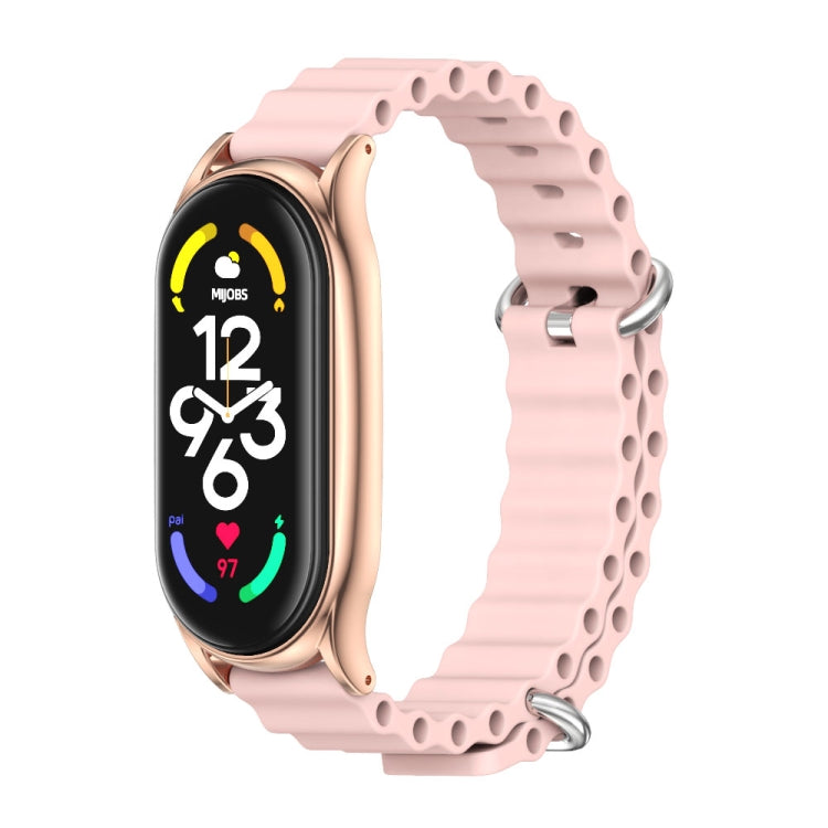 MIJOBS PLUS Marine Silicone Breathable Watch Band, For Xiaomi Mi Band 6 / 5, For Xiaomi Mi Band 7 / 7 NFC For Xiaomi Mi Band 6 5 Pink Rose Gold