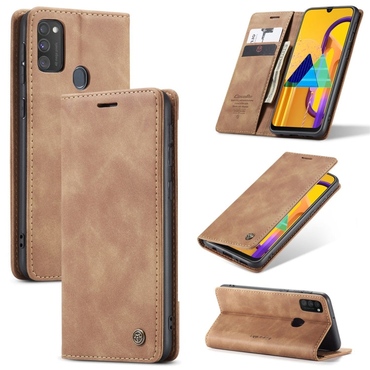 CaseMe-013 Multifunctional Horizontal Flip Leather Case with Card Slot & Holder & Wallet – Card Slot, Flip, Leather, For Galaxy M31, For Xiaomi Redmi K30 Pro, For Galaxy M30S / M21 For Galaxy M30S M21 Brown