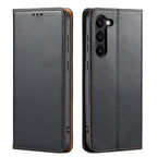Fierre Shann PU Genuine Leather Texture Leather Phone Case, For Samsung Galaxy S23+ 5G, For Samsung Galaxy S23 Ultra 5G For Samsung Galaxy S23+ 5G Black