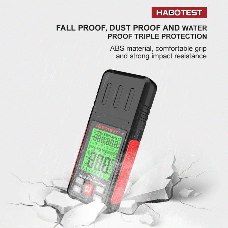 HABOTEST HT633 Portable Multifunctional Digital Display Wood Moisture Detector, HT633