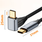 For Steam Deck Gen 100W USB-C/Type-C Male to USB-C/Type-C Female Stereo Curved Extension Cable, 0.5m, 1m, 1.5m, 2m, 3m – Aluminum Alloy, 4K