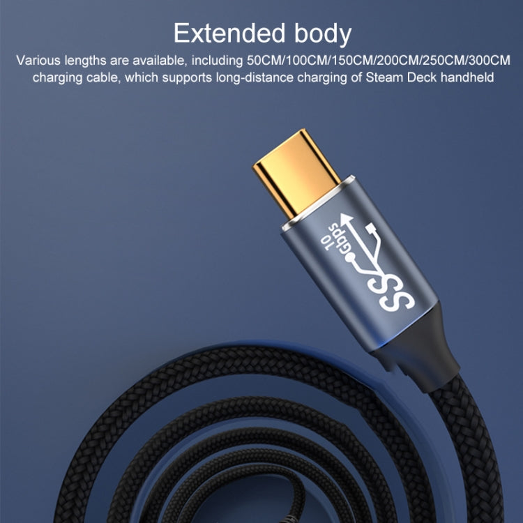 For Steam Deck Gen 100W USB-C/Type-C Male to USB-C/Type-C Female Stereo Curved Extension Cable, 0.5m, 1m, 1.5m, 2m, 3m – Aluminum Alloy, 4K