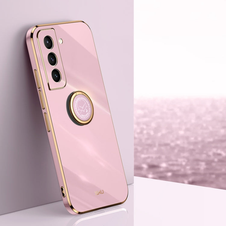 XINLI Straight Edge 6D Electroplate TPU Phone Case with Ring Holder – Ring Holder, TPU, For Samsung Galaxy S21 5G, For Samsung Galaxy S21+ 5G, For Samsung Galaxy S21 Ultra 5G For Samsung Galaxy S21 5G Cherry Purple