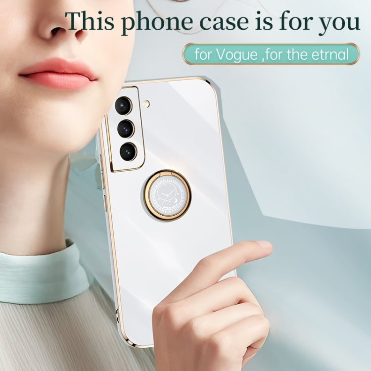 XINLI Straight Edge 6D Electroplate TPU Phone Case with Ring Holder – Ring Holder, TPU, For Samsung Galaxy S21 5G, For Samsung Galaxy S21+ 5G, For Samsung Galaxy S21 Ultra 5G