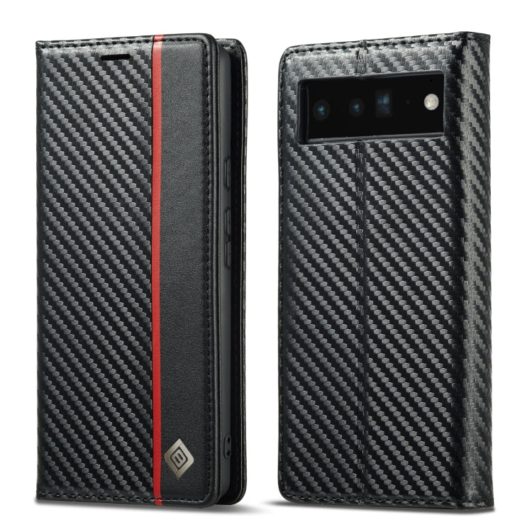 LC.IMEEKE Carbon Fiber Leather Phone Case, For Google Pixel 6a, For Samsung Galaxy A34 5G For Google Pixel 6a Vertical Black