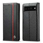 LC.IMEEKE Carbon Fiber Leather Phone Case, For Google Pixel 6a, For Samsung Galaxy A34 5G For Google Pixel 6a Vertical Black