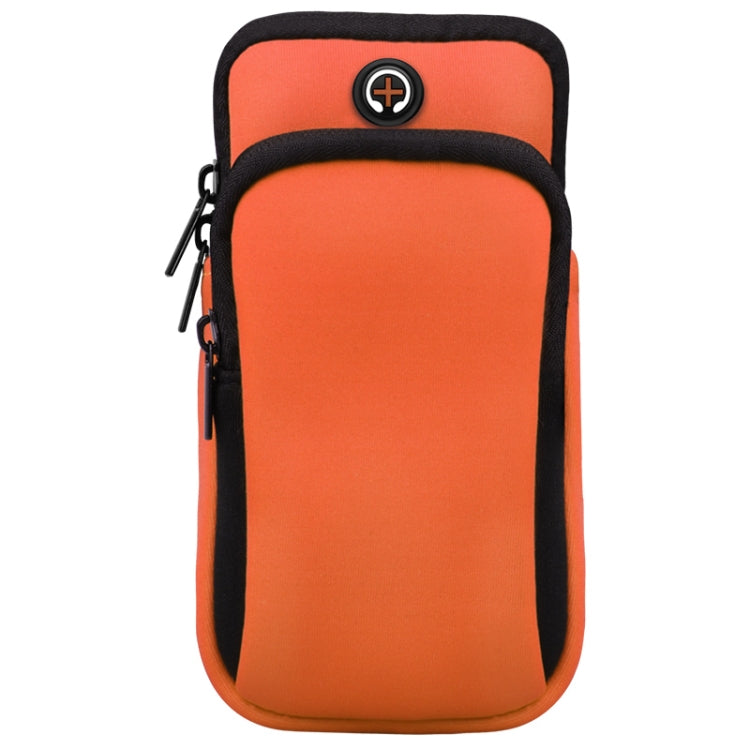 Zipper Double Pocket Multi Function Sports Arm Bag with Earphone Hole – Durable Build, Easy to Use, For Smart Phones Below 6.0 inch For Smart Phones Below 6.0 inch Orange