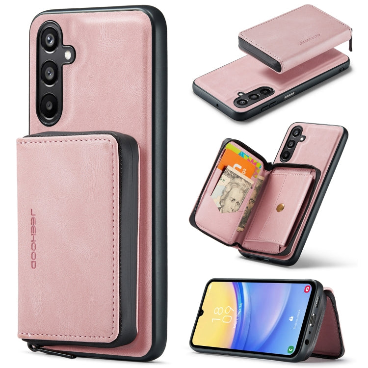 JEEHOOD Magnetic Zipper Horizontal Flip Leather Phone Case, For Samsung Galaxy A15 5G, For Samsung Galaxy A55 5G, For Samsung Galaxy A35 5G, For Samsung Galaxy S24 Ultra 5G For Samsung Galaxy A15 5G Pink