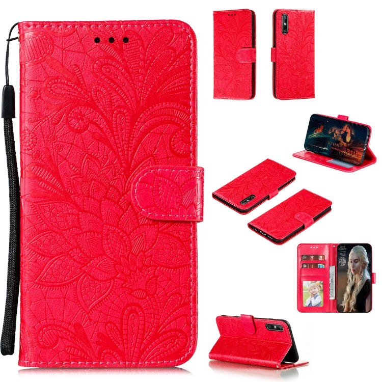 Lace Flower Embossing Pattern Horizontal Flip Leather Case , with Holder & Card Slots & Wallet & Photo Frame & Lanyard – Wear-resistant, Lanyard, Card Slot, For Huawei Enjoy 10e, For Xiaomi Redmi K30 Pro, For Xiaomi Redmi Note 9 Pro For Huawei Enjoy 10e Red