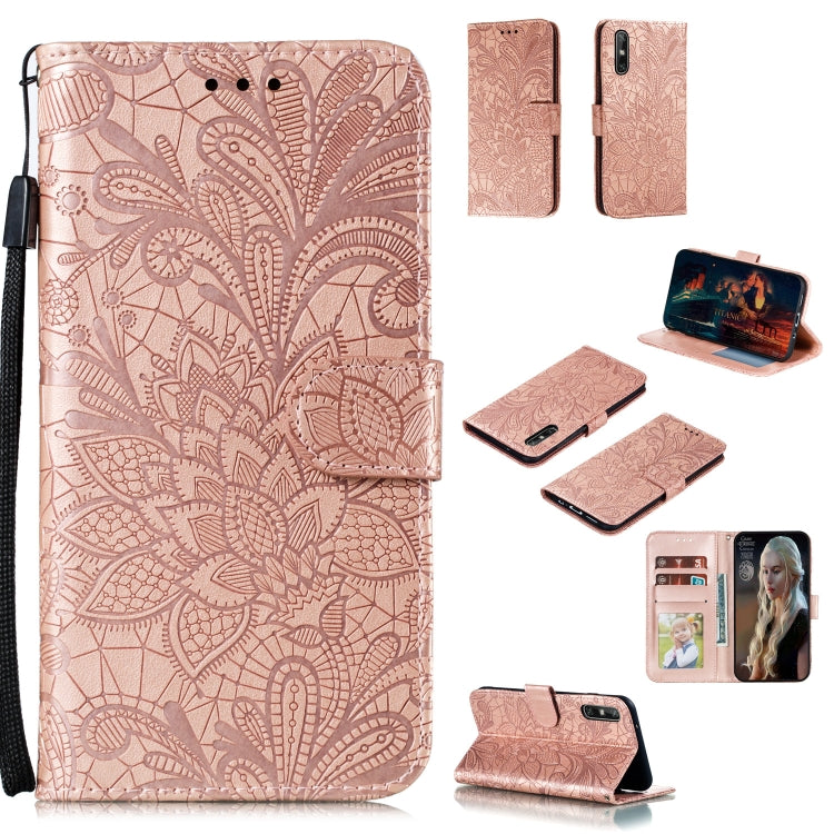 Lace Flower Embossing Pattern Horizontal Flip Leather Case , with Holder & Card Slots & Wallet & Photo Frame & Lanyard – Wear-resistant, Lanyard, Card Slot, For Huawei Enjoy 10e, For Xiaomi Redmi K30 Pro, For Xiaomi Redmi Note 9 Pro For Huawei Enjoy 10e Rose Gold