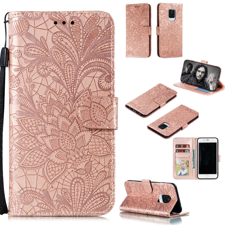 Lace Flower Embossing Pattern Horizontal Flip Leather Case , with Holder & Card Slots & Wallet & Photo Frame & Lanyard – Wear-resistant, Lanyard, Card Slot, For Huawei Enjoy 10e, For Xiaomi Redmi K30 Pro, For Xiaomi Redmi Note 9 Pro For Xiaomi Redmi Note 9 Pro Max Rose Gold