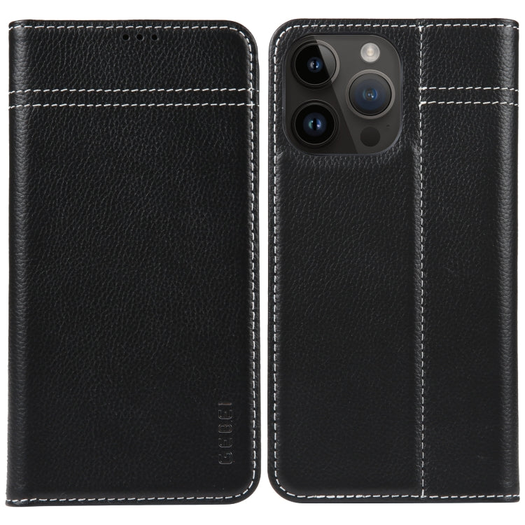 GEBEI Top-grain Horizontal Flip Leather Phone Case, For iPhone 14 Pro Max, For iPhone 14 Pro, For iPhone 14, For iPhone 14 Plus, For iPhone 13 Pro Max, For iPhone 13 Pro For iPhone 14 Pro Max Black