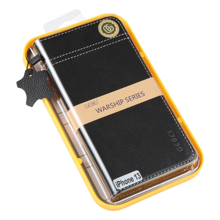 GEBEI Top-grain Horizontal Flip Leather Phone Case, For iPhone 13