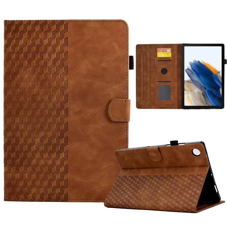 Rhombus Embossed Leather Smart Tablet Case – Kickstand, Leather, TPU, For Samsung Galaxy Tab A8 10.5 X200 / X205 For Samsung Galaxy Tab A8 10.5 X200 X205 Brown