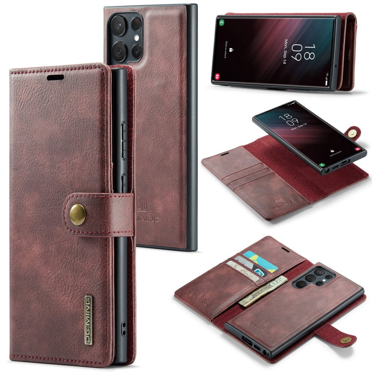 DG.MING Crazy Horse Texture Detachable Magnetic Leather Case, For Samsung Galaxy S23 Ultra 5G For Samsung Galaxy S23 Ultra 5G Red