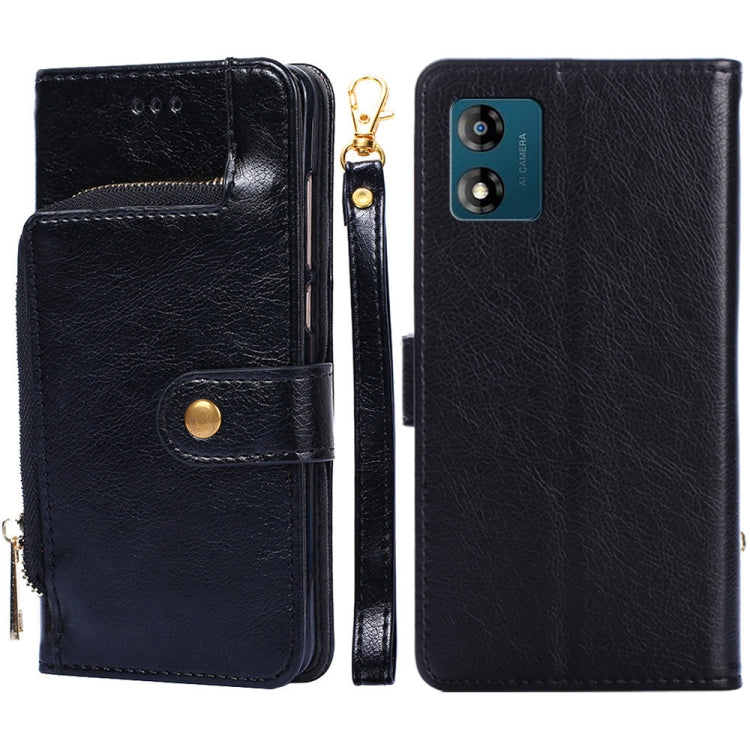 Zipper Bag Leather Phone Case – Card Slot, Leather, TPU, For Motorola Moto E13 4G, For OPPO A17k, For OPPO Reno8 T 4G, For Xiaomi Poco X5 Pro / Redmi Note 12 Pro Speed, For Honor X9a 5G For Motorola Moto E13 4G Black