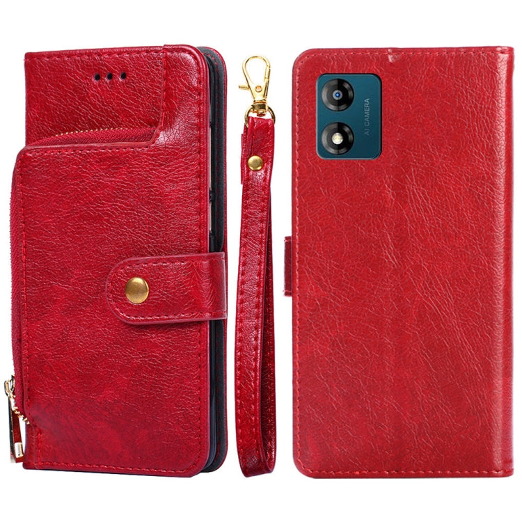 Zipper Bag Leather Phone Case – Card Slot, Leather, TPU, For Motorola Moto E13 4G, For OPPO A17k, For OPPO Reno8 T 4G, For Xiaomi Poco X5 Pro / Redmi Note 12 Pro Speed, For Honor X9a 5G For Motorola Moto E13 4G Red
