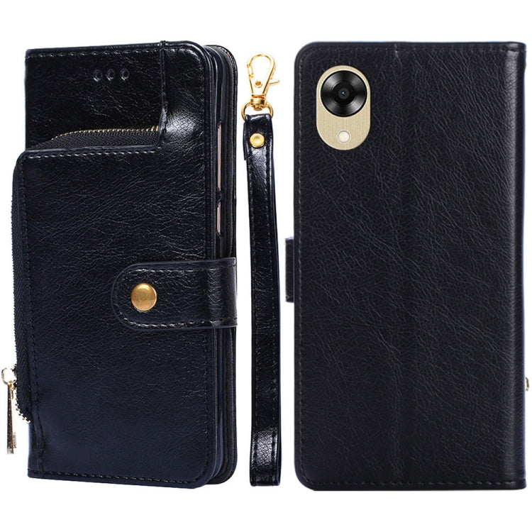 Zipper Bag Leather Phone Case – Card Slot, Leather, TPU, For Motorola Moto E13 4G, For OPPO A17k, For OPPO Reno8 T 4G, For Xiaomi Poco X5 Pro / Redmi Note 12 Pro Speed, For Honor X9a 5G For OPPO A17k Black