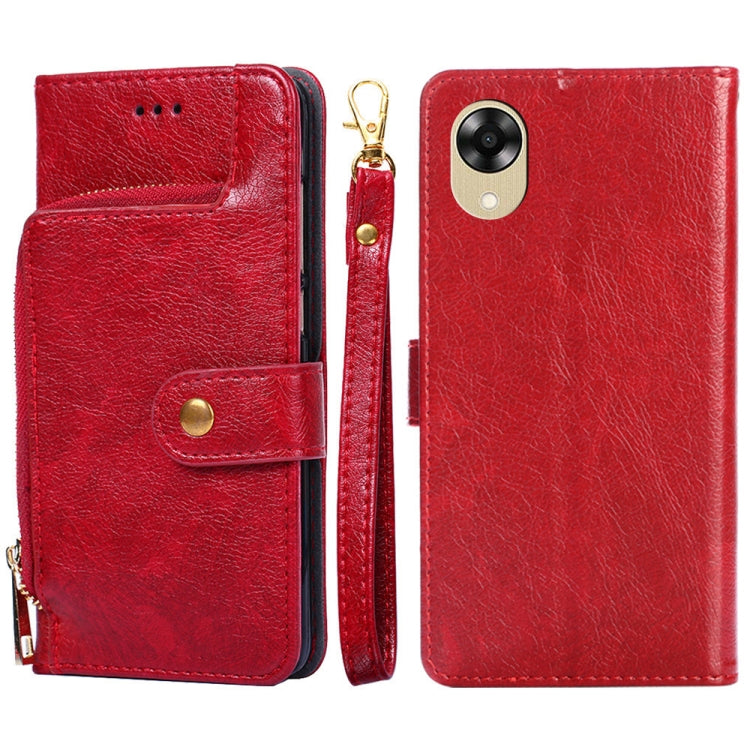 Zipper Bag Leather Phone Case – Card Slot, Leather, TPU, For Motorola Moto E13 4G, For OPPO A17k, For OPPO Reno8 T 4G, For Xiaomi Poco X5 Pro / Redmi Note 12 Pro Speed, For Honor X9a 5G For OPPO A17k Red