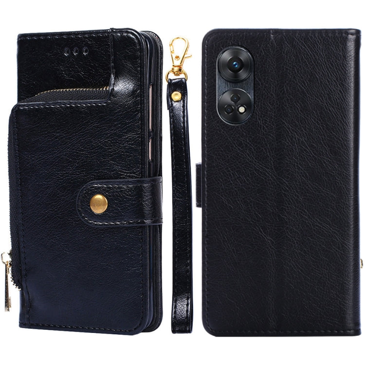 Zipper Bag Leather Phone Case – Card Slot, Leather, TPU, For Motorola Moto E13 4G, For OPPO A17k, For OPPO Reno8 T 4G, For Xiaomi Poco X5 Pro / Redmi Note 12 Pro Speed, For Honor X9a 5G For OPPO Reno8 T 4G Black