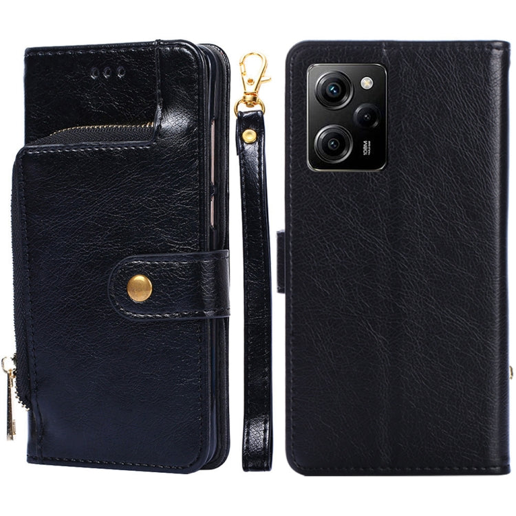 Zipper Bag Leather Phone Case – Card Slot, Leather, TPU, For Motorola Moto E13 4G, For OPPO A17k, For OPPO Reno8 T 4G, For Xiaomi Poco X5 Pro / Redmi Note 12 Pro Speed, For Honor X9a 5G For Xiaomi Poco X5 Pro Redmi Note 12 Pro Speed Black