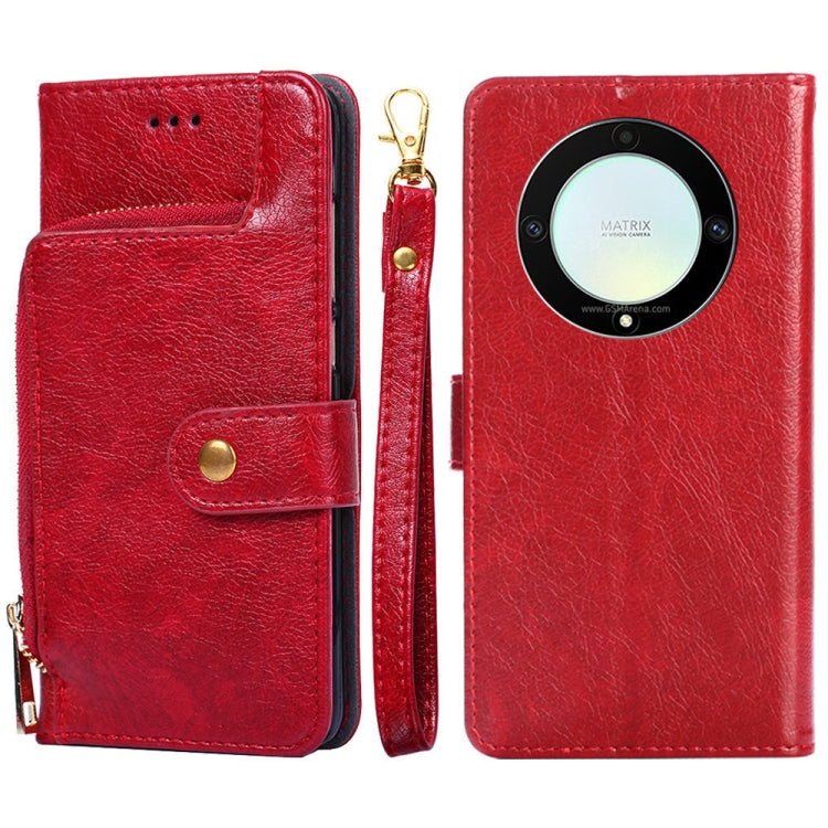 Zipper Bag Leather Phone Case – Card Slot, Leather, TPU, For Motorola Moto E13 4G, For OPPO A17k, For OPPO Reno8 T 4G, For Xiaomi Poco X5 Pro / Redmi Note 12 Pro Speed, For Honor X9a 5G For Honor X9a 5G Red