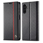 LC.IMEEKE Carbon Fiber Leather Phone Case, For Samsung Galaxy A14 4G / 5G For Samsung Galaxy A14 4G 5G Vertical Black